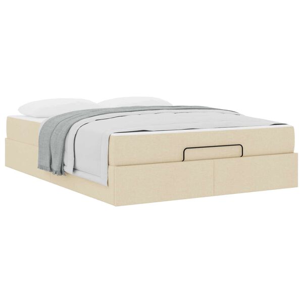 vidaXL Cadre de lit avec matelas avec matelas 2 pcs Cr&egrave;me tissu