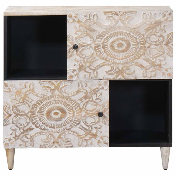 vidaXL Buffet avec porte Blanc 80 x 33,5 x 75 cm Bois de mangue massif