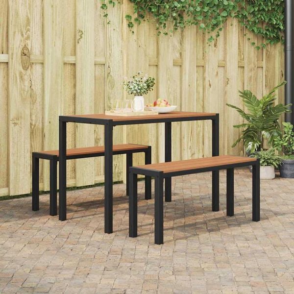 vidaXL Ensemble de salle à manger pour jardin 3 pcs Marron Acier