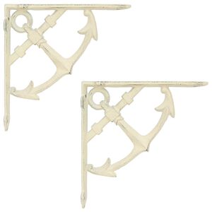 vidaXL Supports d'&eacute;tag&egrave;re murale 2 pc Blanc antique 10 x 10 x 3 cm