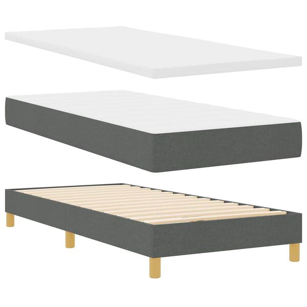 vidaXL Lit &agrave; ressorts avec matelas Gris fonc&eacute; 90 x 190 cm tissu