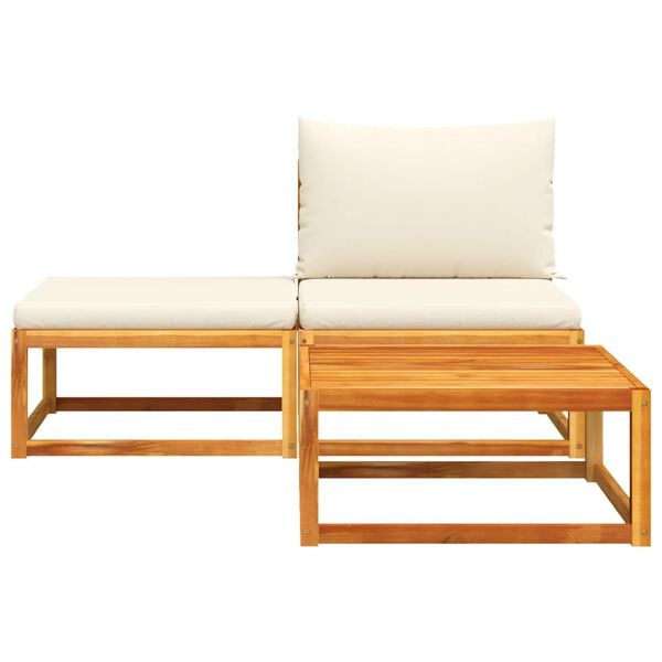 vidaXL Ensemble de canapés de jardin 3 pièces avec coussins, bois d'acacia et corde,