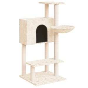 vidaXL Arbre &agrave; chat avec griffoirs en sisal Cr&egrave;me 108,5 cm