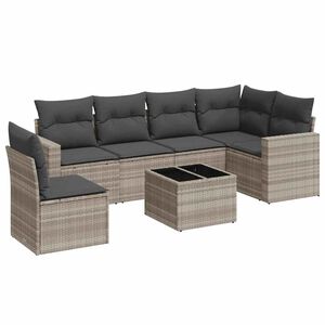 vidaXL Salon de jardin avec coussins 7 pcs gris clair r&eacute;sine tress&eacute;e