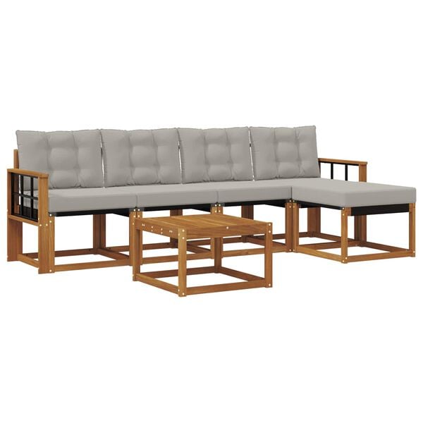 vidaXL Ensemble de canap&eacute;s d'ext&eacute;rieur 6 pcs Gris Naturel et Clair
