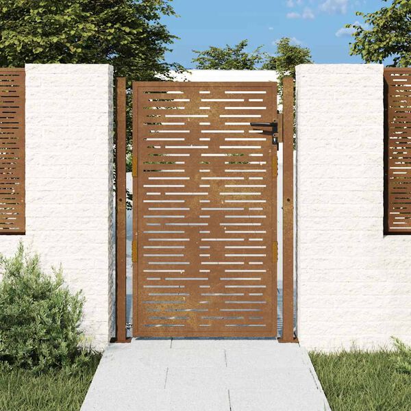 vidaXL Portail de jardin 100x125 cm en acier Corten, design carré