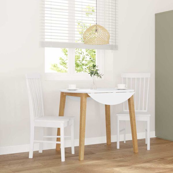 vidaXL Chaises à manger 2 pcs blanc bois massif caoutchouc