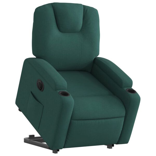 vidaXL Fauteuil inclinable &eacute;lectrique vert fonc&eacute; tissu