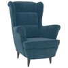 vidaXL Fauteuil &agrave; oreilles avec tabouret bleu velours