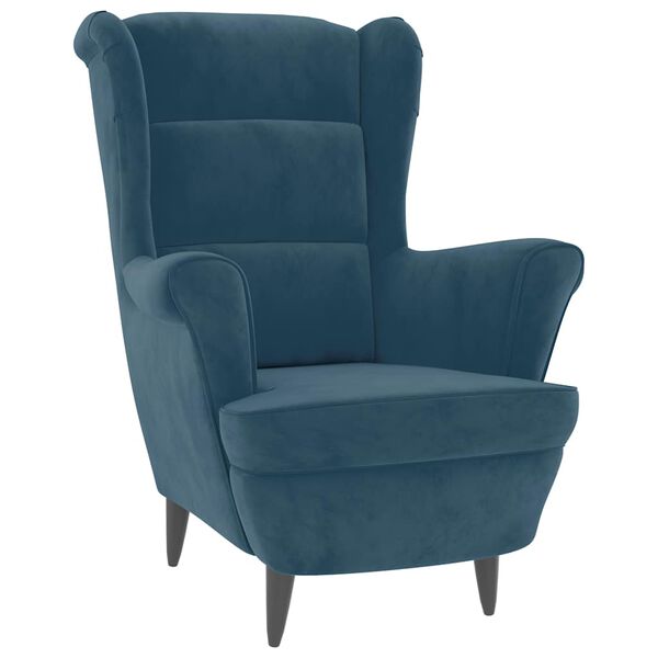 vidaXL Fauteuil &agrave; oreilles avec tabouret bleu velours