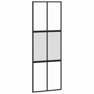 vidaXL Porte coulissante noir 76x205 cm verre tremp&eacute; aluminium