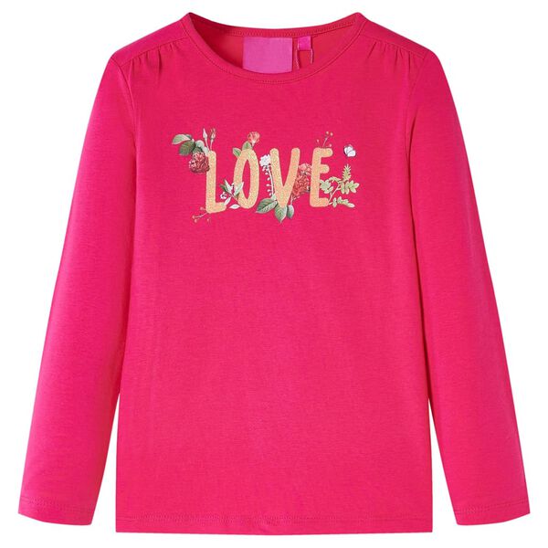 T-shirt enfants &agrave; manches longues rose vif 140