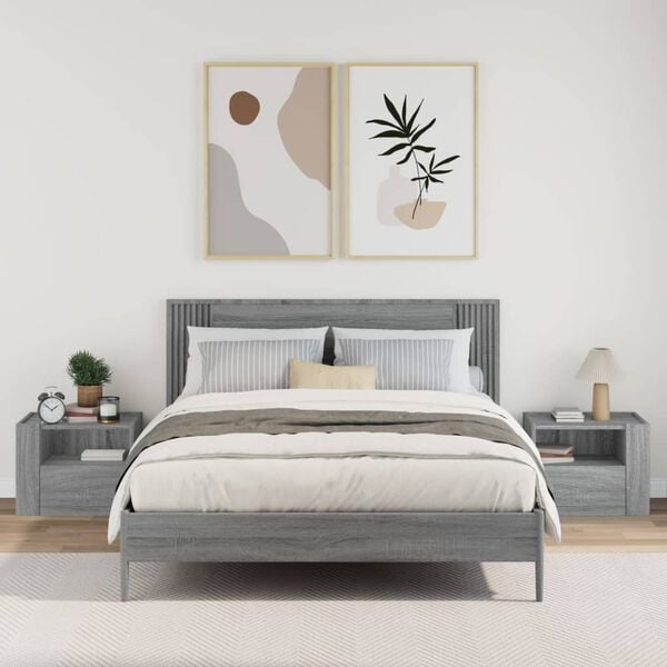 vidaXL Tables de chevet murales 2 pcs sonoma gris 45x30x35 cm