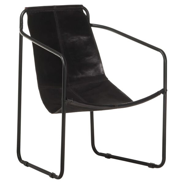 vidaXL Fauteuil de relaxation noir cuir v&eacute;ritable