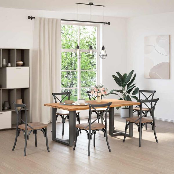 vidaXL Table &agrave; manger marron clair bois de ch&ecirc;ne massif rectangulaire