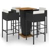 vidaXL Ensemble de bar de jardin 5 pcs et coussins R&eacute;sine tress&eacute;e Noir