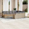 vidaXL Salon de jardin et coussins 11 pcs m&eacute;lange beige r&eacute;sine tress&eacute;e
