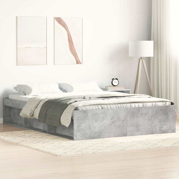 vidaXL Cadre de lit sans matelas gris béton 150x200 cm