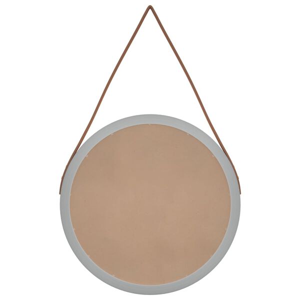 vidaXL Miroir mural avec sangle Argent&eacute; &Oslash; 45 cm