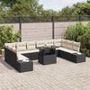 vidaXL Ensemble de canapé de jardin avec coussin 11 pcs Noir et crème