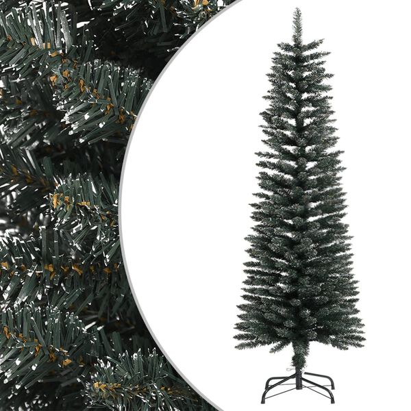 vidaXL Sapin de No&euml;l artificiel mince avec support Vert 120 cm PVC