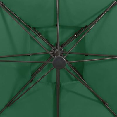 vidaXL Parasol déporté avec double toit 300x300 cm vert
