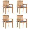 vidaXL Chaises de jardin empilables avec coussins lot de 4 Teck solide