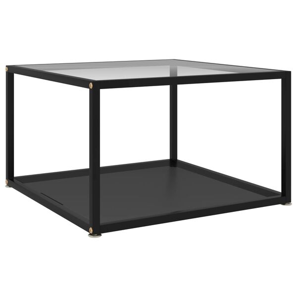 vidaXL Table basse Transparent et noir 60x60x35 cm Verre trempé
