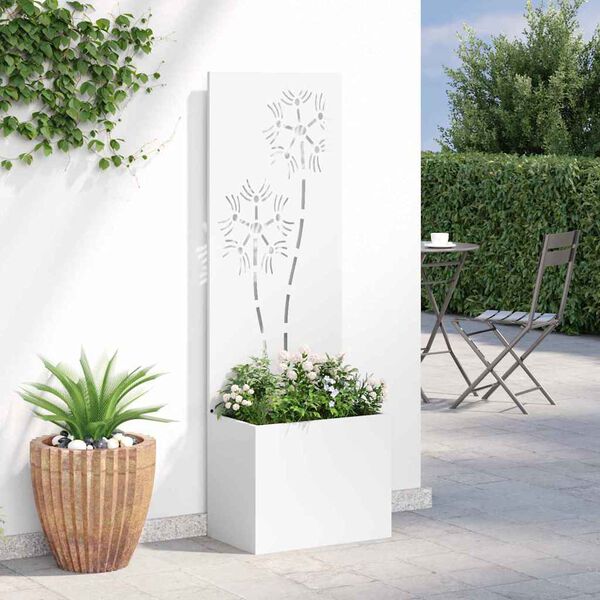 vidaXL &Eacute;cran de confidentialit&eacute; de jardin Floral Blanc 50 x 140 cm