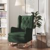 vidaXL Fauteuil avec pieds &agrave; bascule en bois d'h&eacute;v&eacute;a Vert fonc&eacute; Tissu