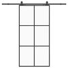 vidaXL Porte coulissante kit de quincaillerie noir 102x205cm verre ESG