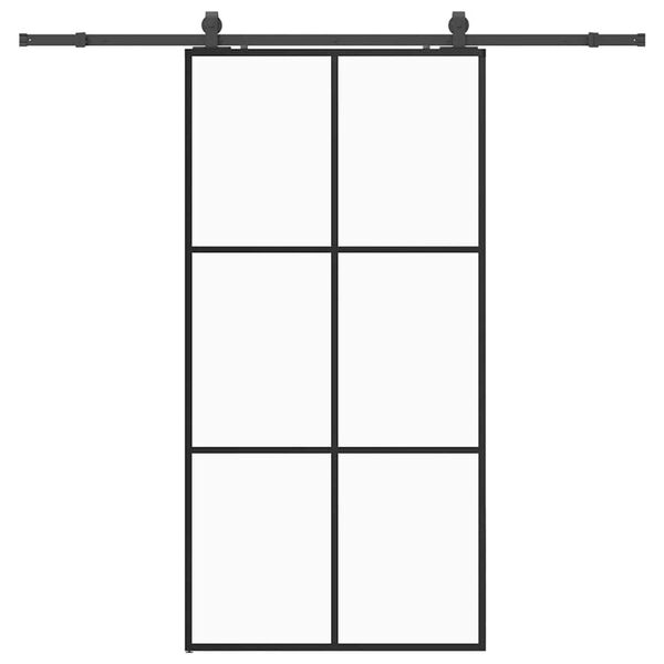 vidaXL Porte coulissante kit de quincaillerie noir 102x205cm verre ESG