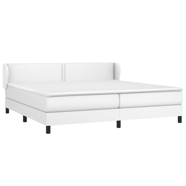 vidaXL Sommier à lattes de lit avec matelas Blanc 200x200cm Similicuir