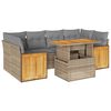 vidaXL Salon de jardin avec coussins 7 pcs beige r&eacute;sine tress&eacute;e acacia