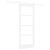 vidaXL Porte coulissante Blanc 83 x 202 cm Bois de pin massif et verre