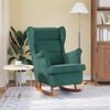 vidaXL Fauteuil à bascule à oreilles en velours vert foncé bois massif