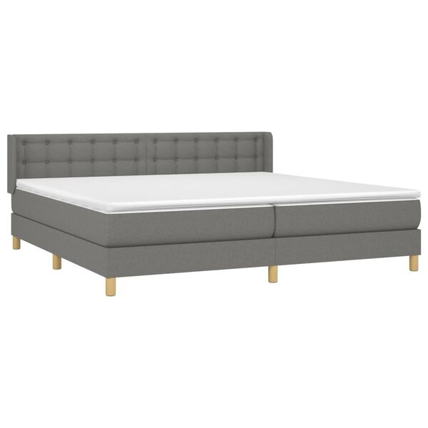 vidaXL Sommier &agrave; lattes de lit avec matelas Gris fonc&eacute; 200x200cm Tissu