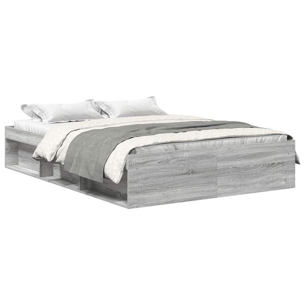 vidaXL Cadre de lit sans matelas sonoma gris 150x200 cm