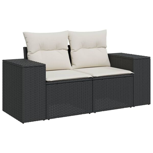 vidaXL Salon de jardin 9 pcs avec coussins noir r&eacute;sine tress&eacute;e