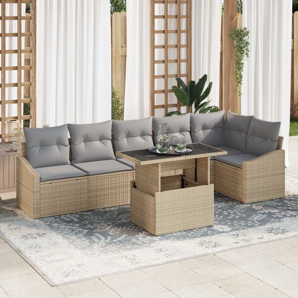 vidaXL Ensemble de canapé de jardin Réglable 7 pcs Beige et Gris clair