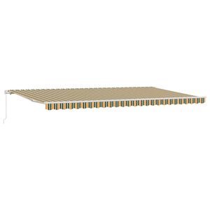 vidaXL Auvent manuel 6 x 3 m Rayures vertes et jaunes 100 % polyester