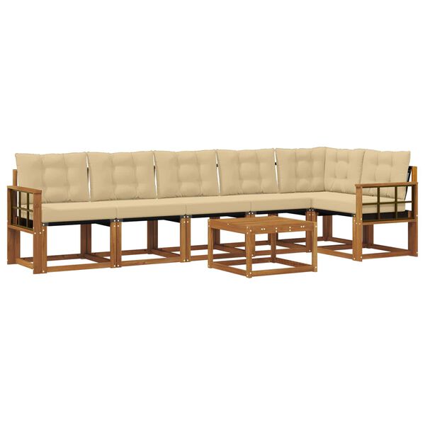 vidaXL Ensemble de canap&eacute;s d'ext&eacute;rieur 7 pcs Naturel et Beige