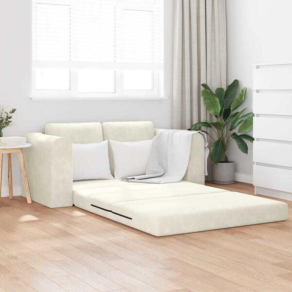 vidaXL Canap&eacute;-Lit 60cm Cr&egrave;me Velours