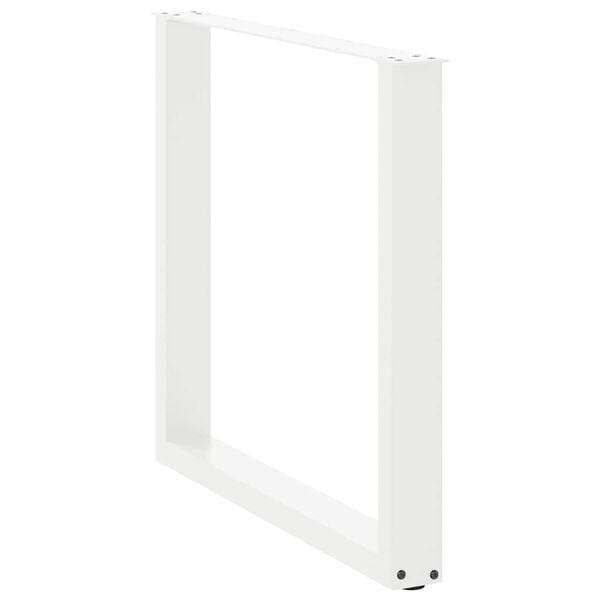 vidaXL Pieds de table &agrave; manger en U 2 pi&egrave;ces Blanc 80 x (72-73) cm Acier