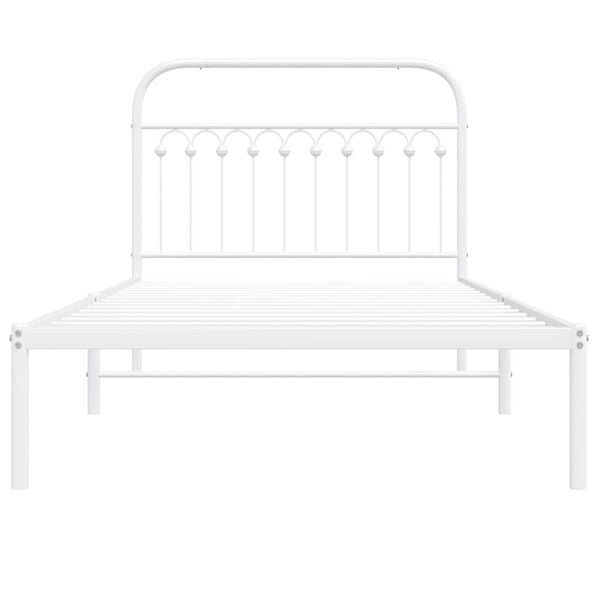 vidaXL Cadre de lit m&eacute;tal sans matelas et t&ecirc;te de lit blanc 107x203 cm
