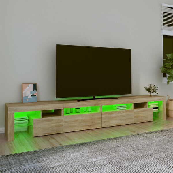 vidaXL Meuble TV avec lumi&egrave;res LED Ch&ecirc;ne sonoma 260x36,5x40 cm