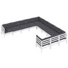 vidaXL Salon de jardin 11 pcs avec coussins blanc bois de pin