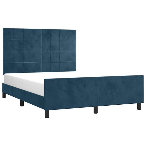 vidaXL Cadre de lit sans matelas bleu fonc&eacute; 140x200 cm velours