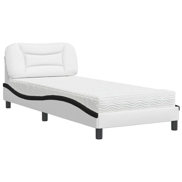 vidaXL Lit avec matelas Hvar blanc et noir 80x200 cm similicuir