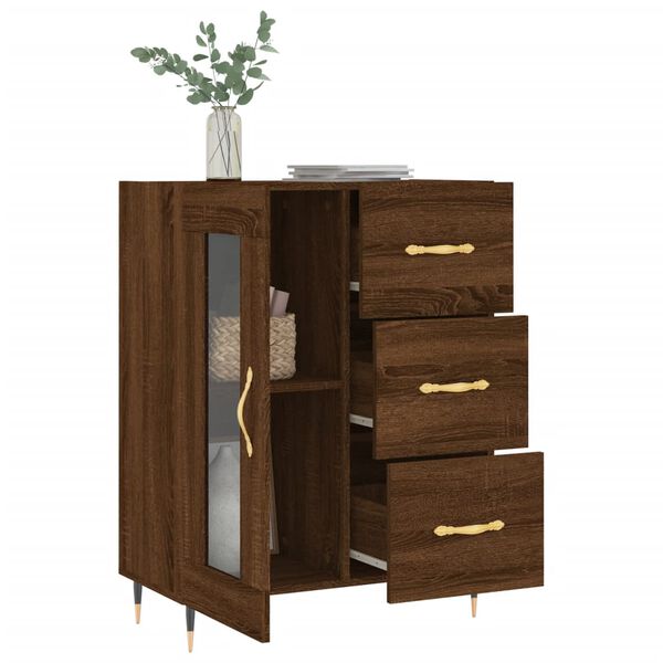 vidaXL Buffet chêne marron 69,5x34x90 cm bois d'ingénierie